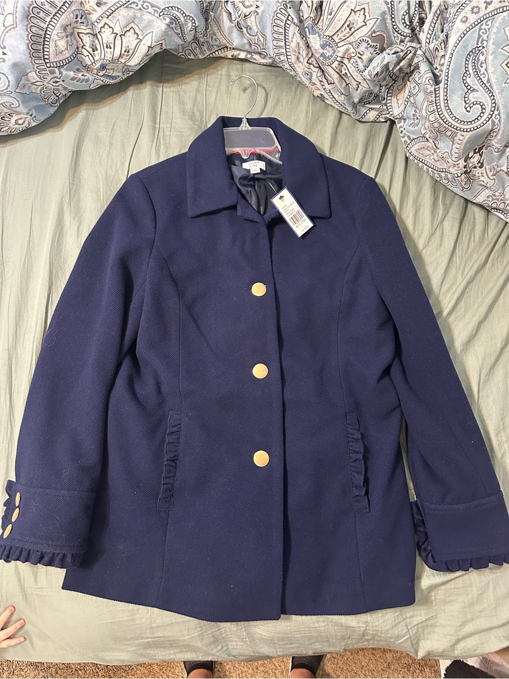 Crown & Ivy Women's Navy Button Front Coat Peacoat